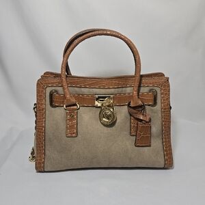 Michael Michael Kors Hamilton Pick Stitch Hemp EW Satchel Canvas Purse